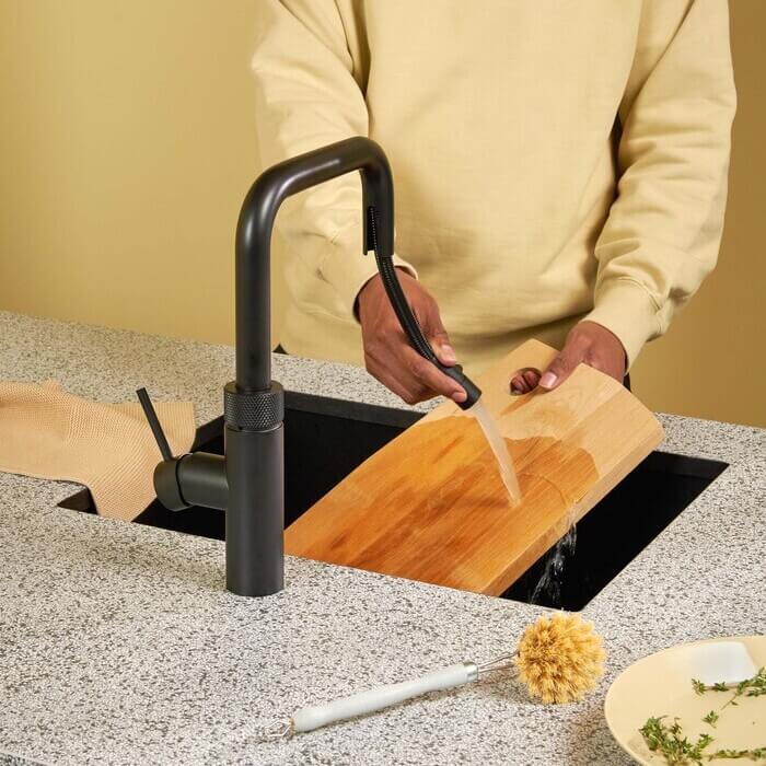 Quooker Flex met uittrekslang: nu ook met vierkante uitloop