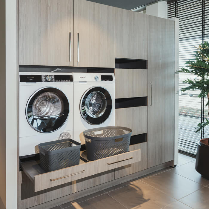 Nieuw in de showroom: de Keller Elba bijkeuken in zilver eiken