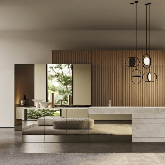 Snaidero Elementi: exclusief design met spiegelend kookeiland