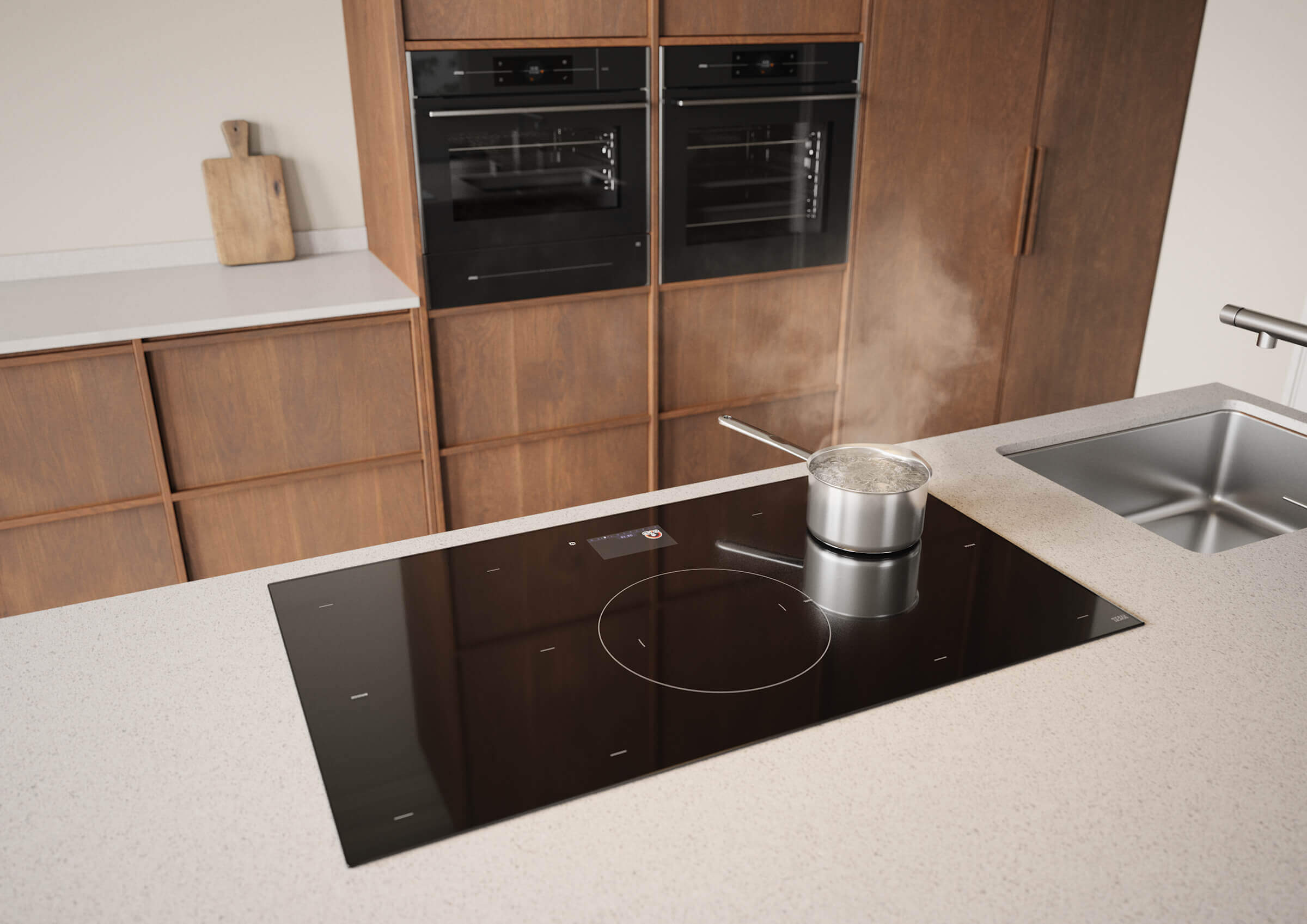 ATAG inductiekookplaat met slim touchscreen en automatische kookstanden