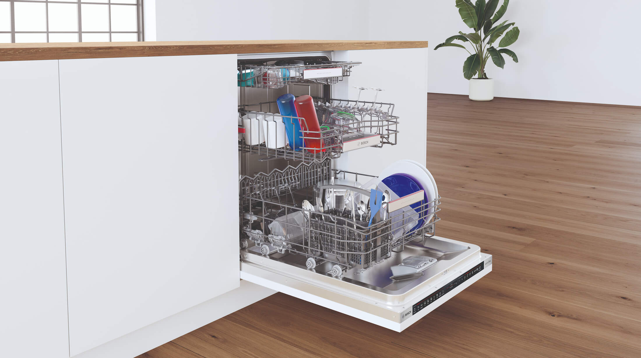 Een Bosch vaatwasser met PerfectDry droogsysteem voor glanzend schone vaat