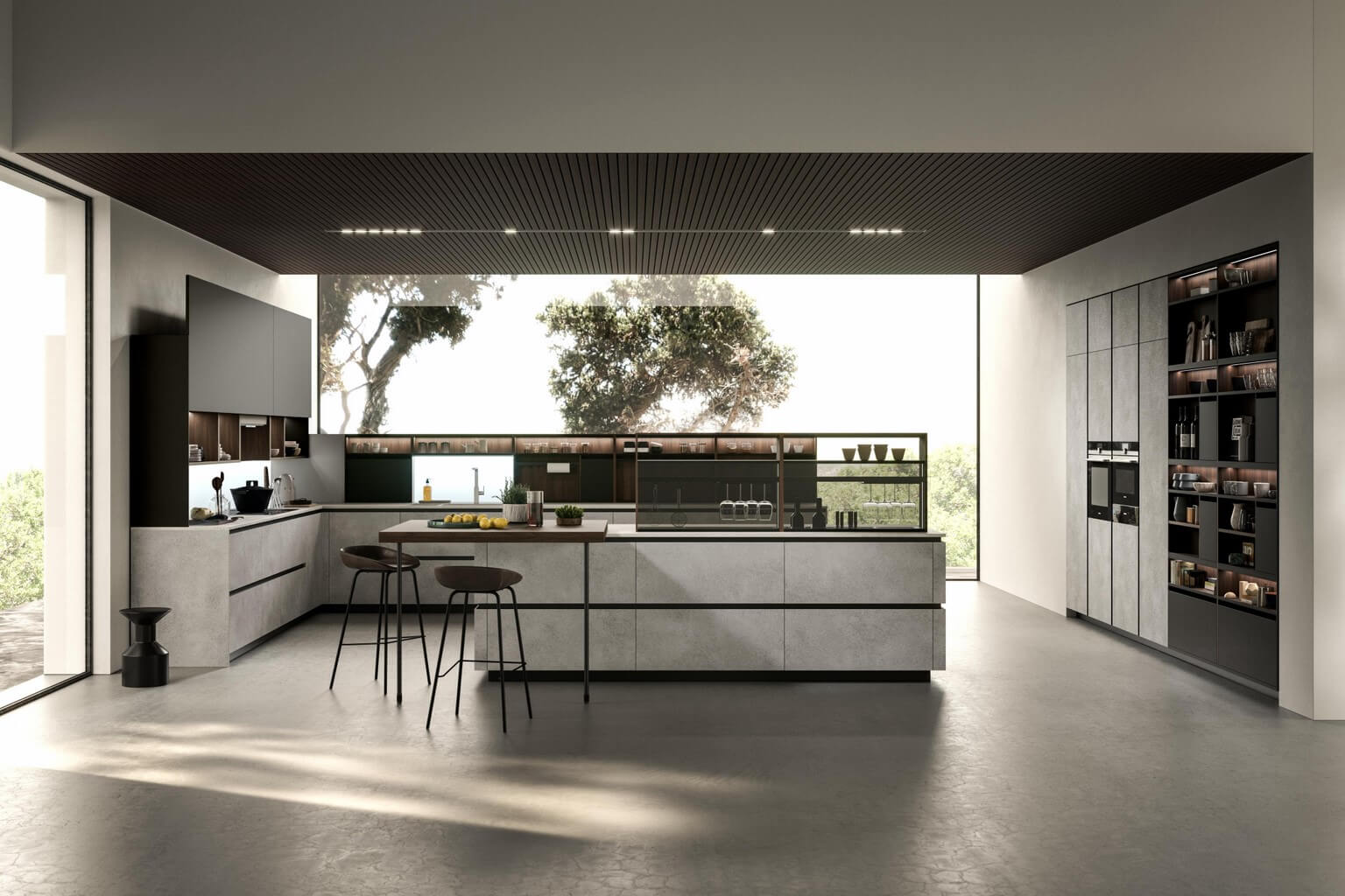 Open keuken met eiland in moderne stijl