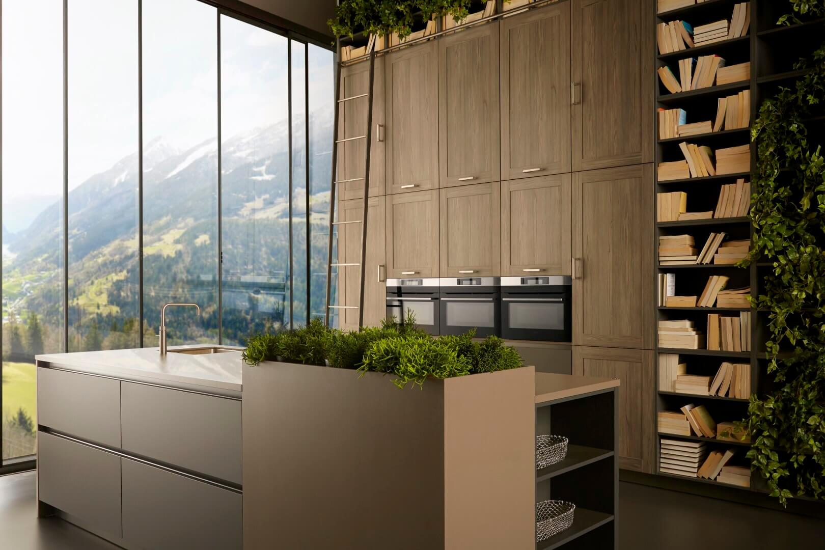 moderne witte keuken met hout