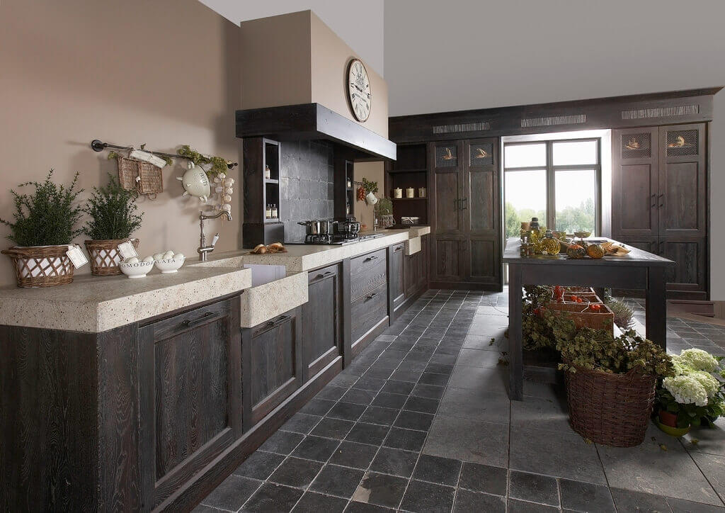 Landelijke keuken hout met zwart