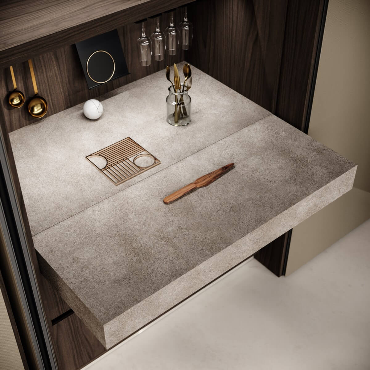 Snaidero Elementi licht, marmelook en taupe