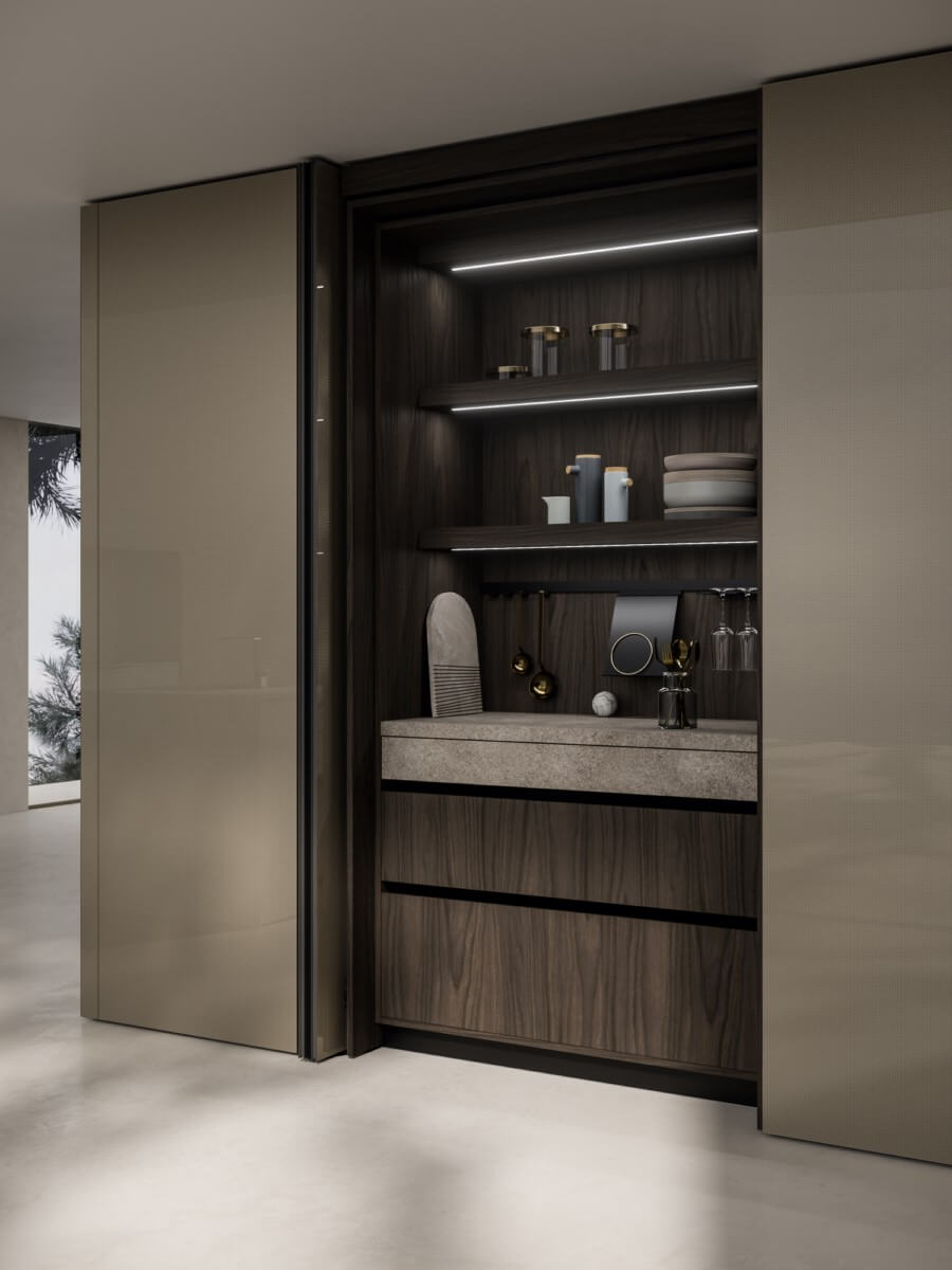 Snaidero Elementi licht, marmelook en taupe