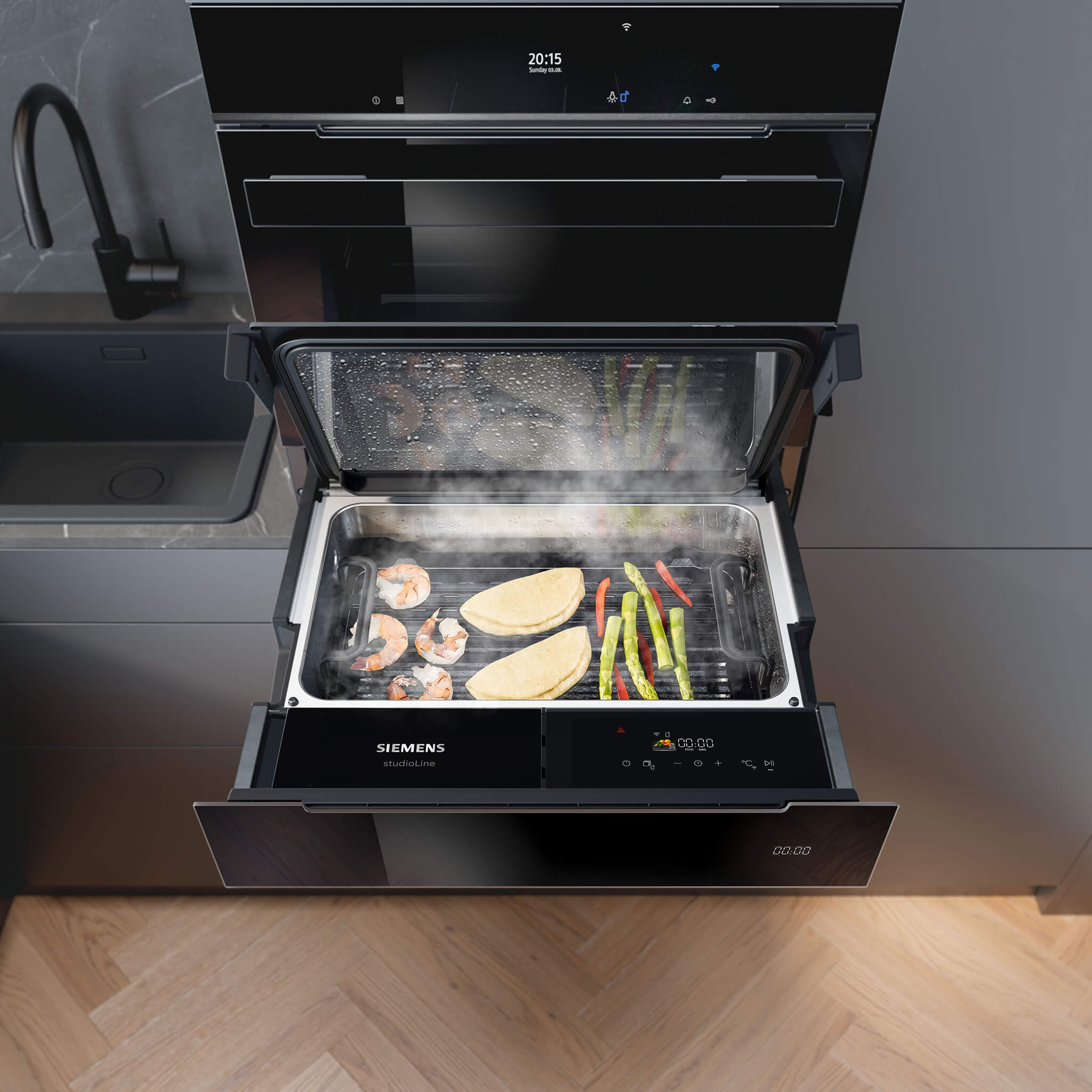 Keukentrends 2027: koken met stoom met de Siemens stoomlade