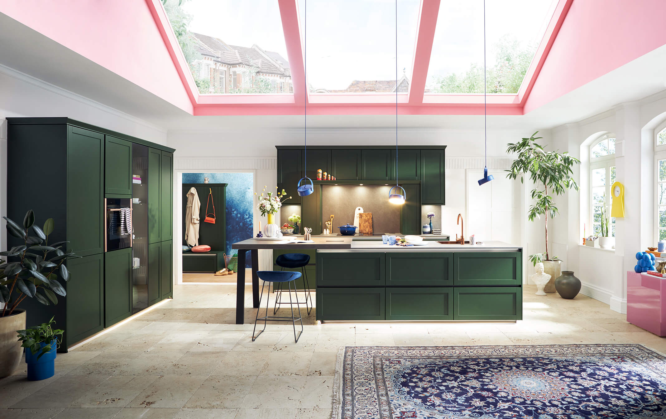 Moderne groene Schüller keuken 