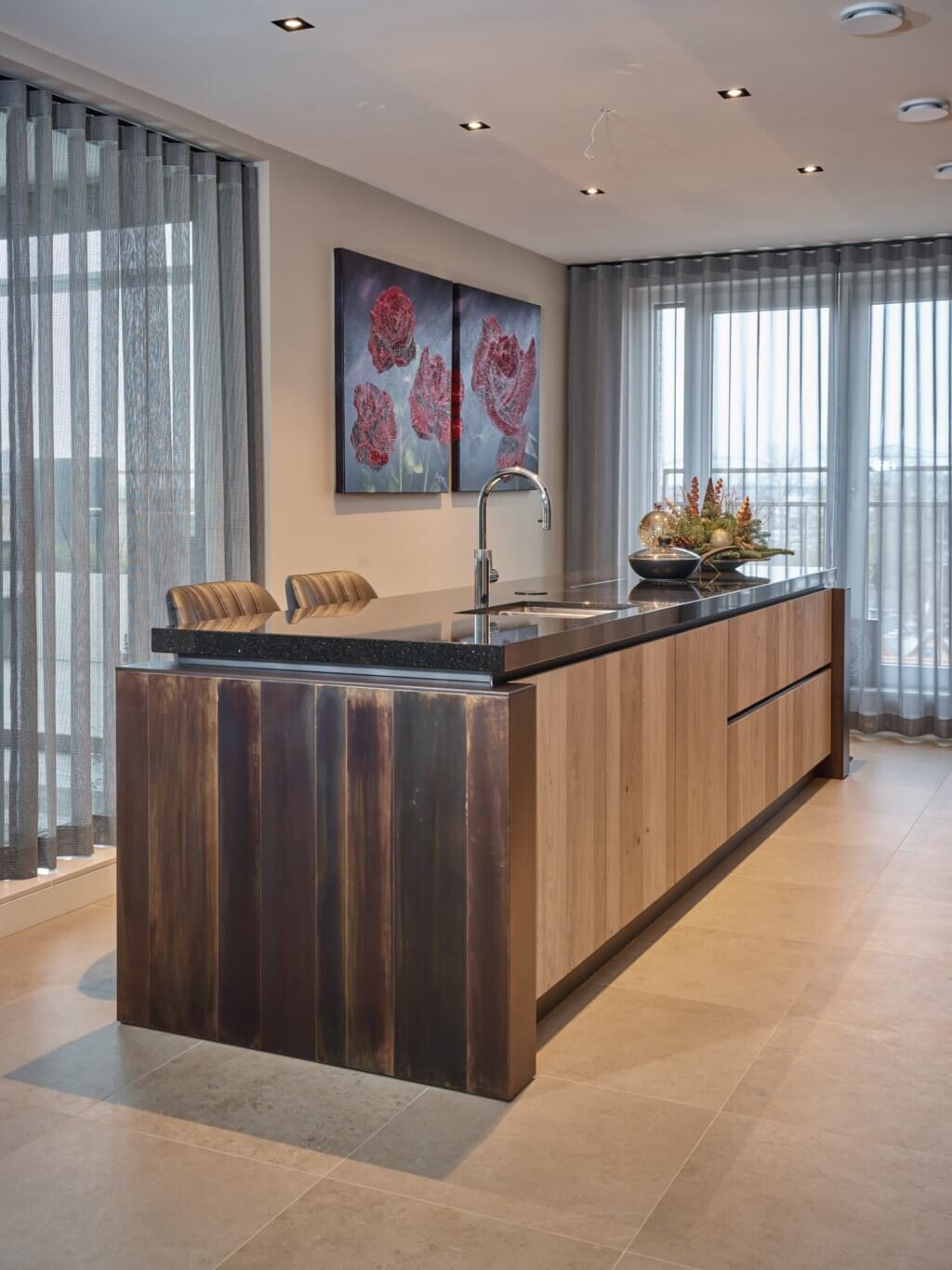 Ambachtelijke keuken met granieten aanrechtblad