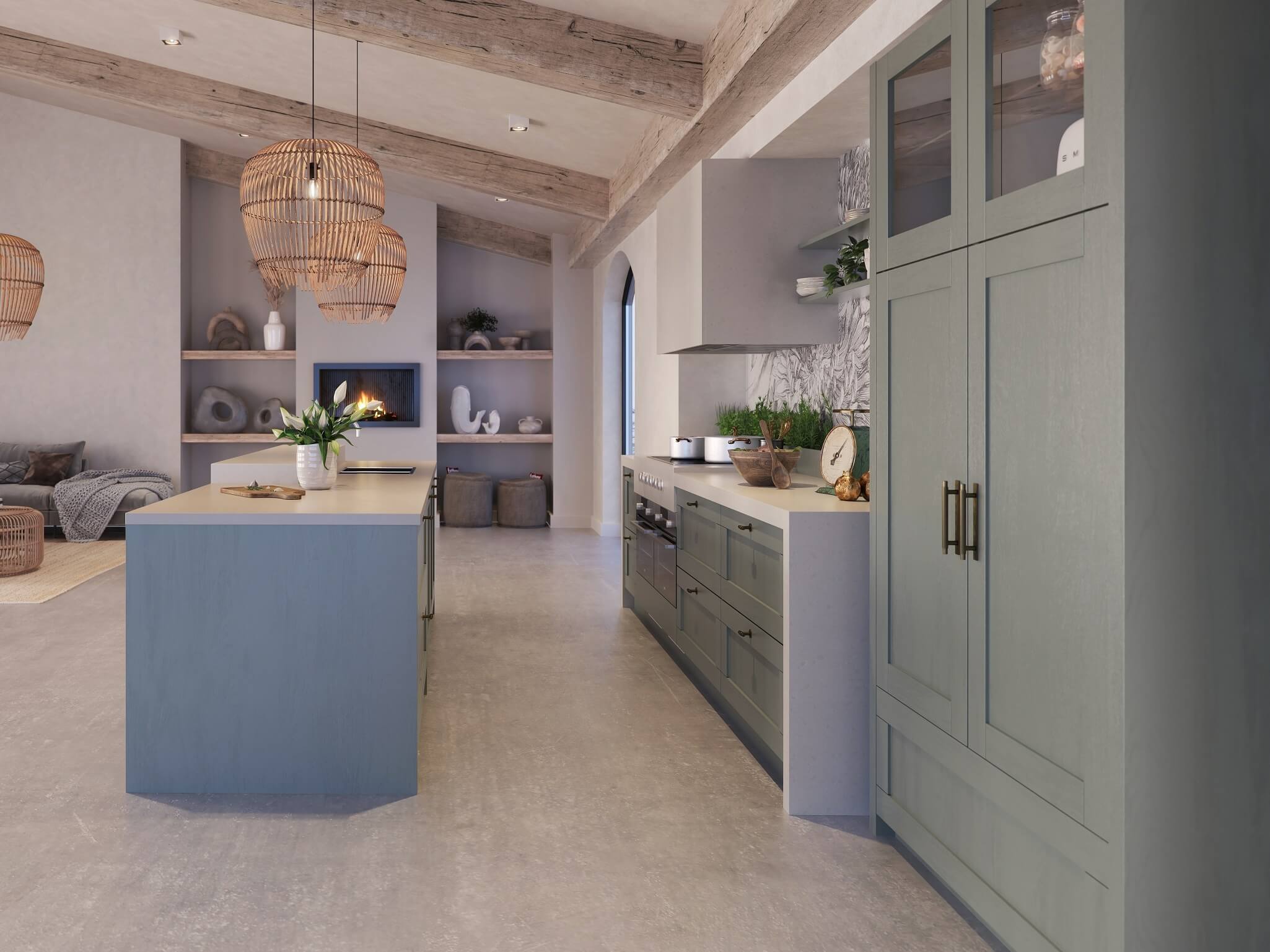 Lichtgroene Scandinavische keuken