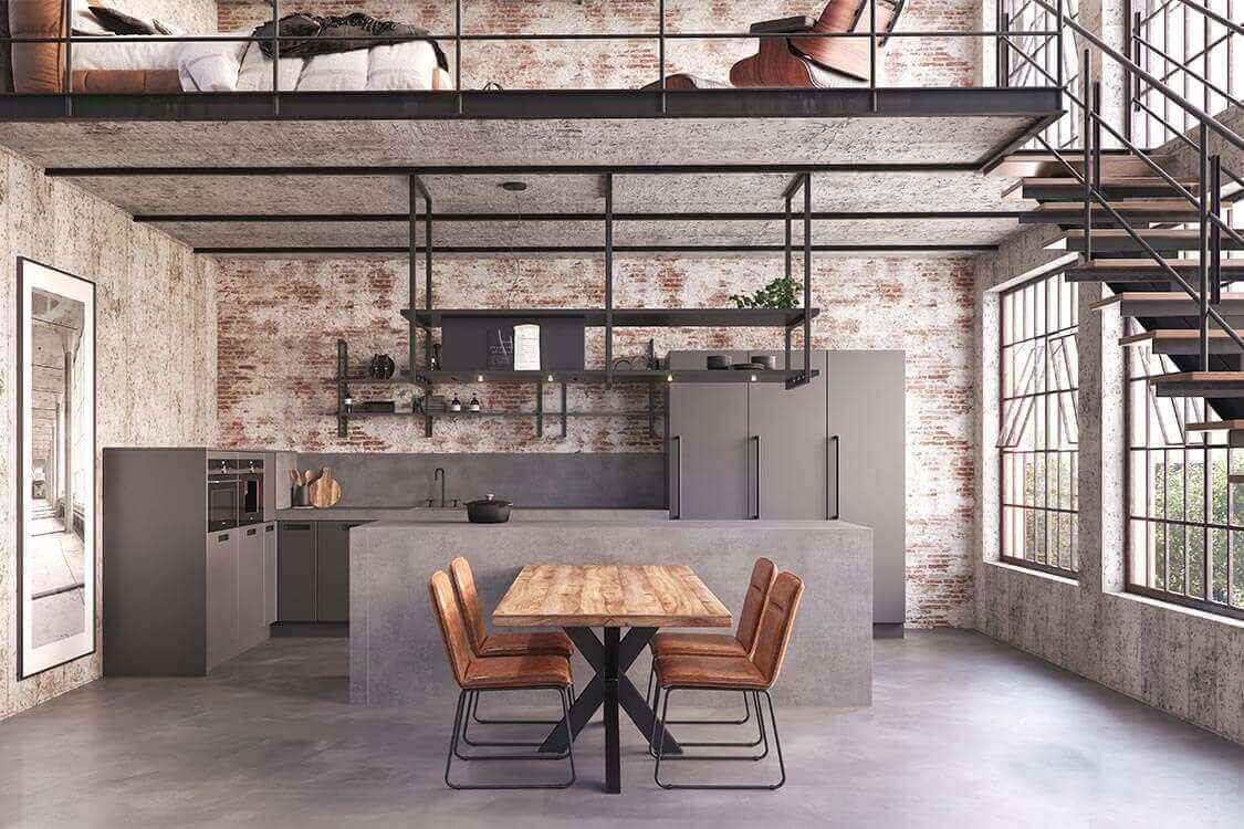 Industri&euml;le keuken in loft bij Tieleman Keukens