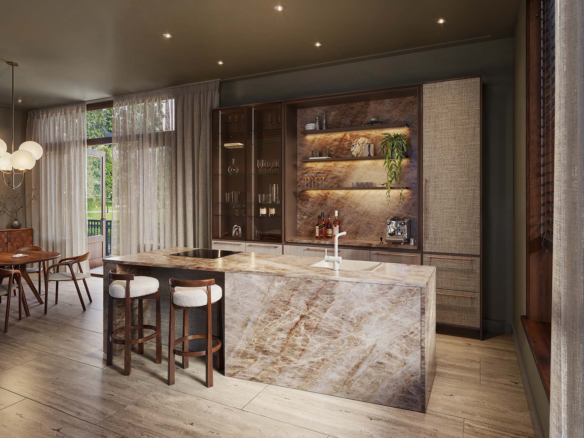 Mokka eiken marmer keukenblad