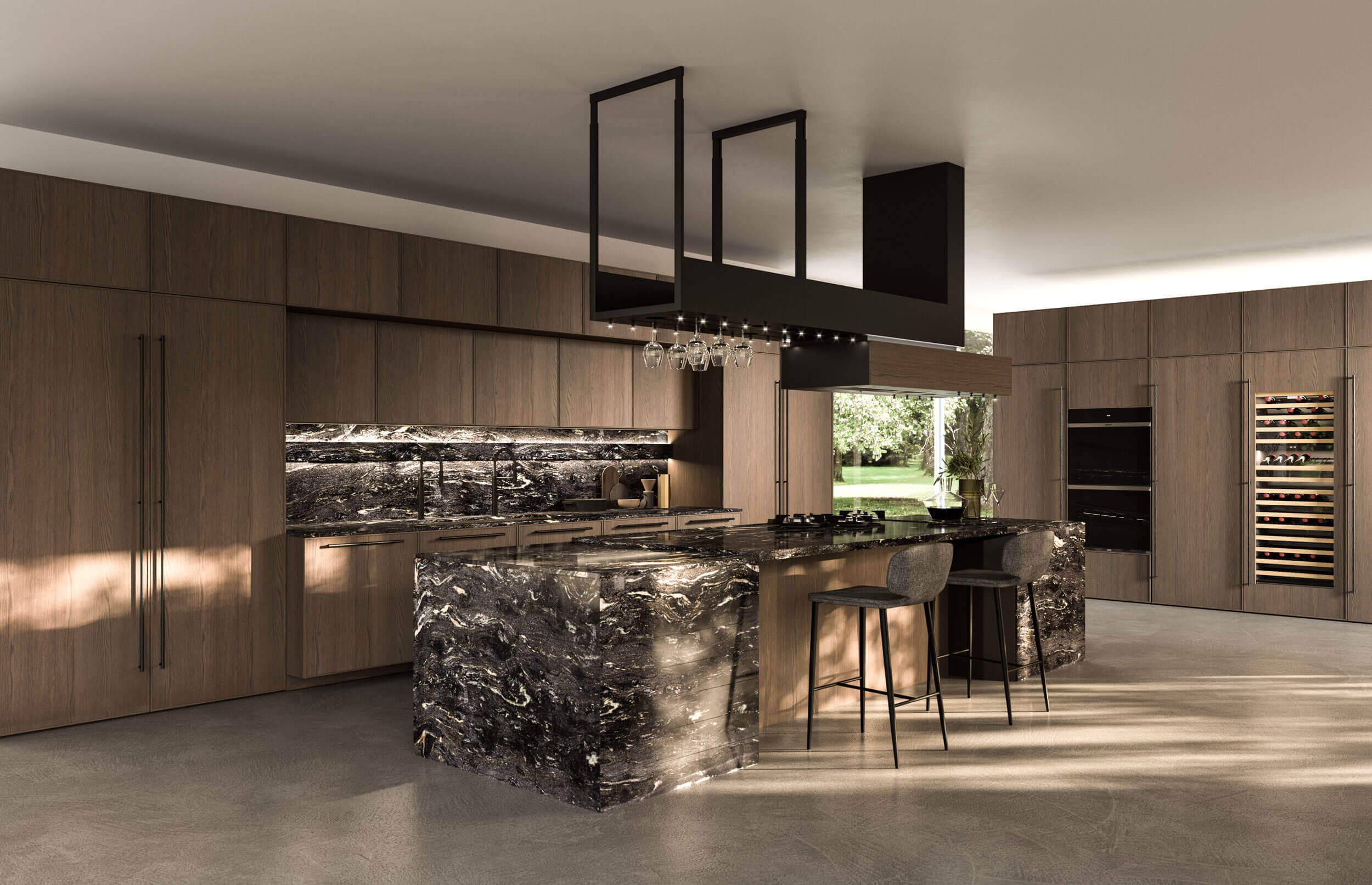 Moderne keuken met marmer